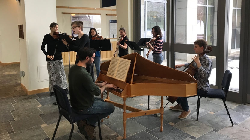 Collegium performing in McCardell Bicentennial Hall, December 2019.