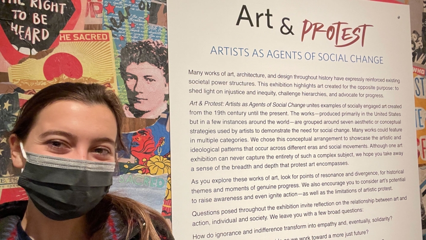 Student at an Art Exhibit