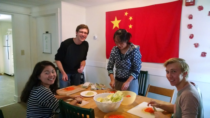 Preparing food for the Dumpling Party.