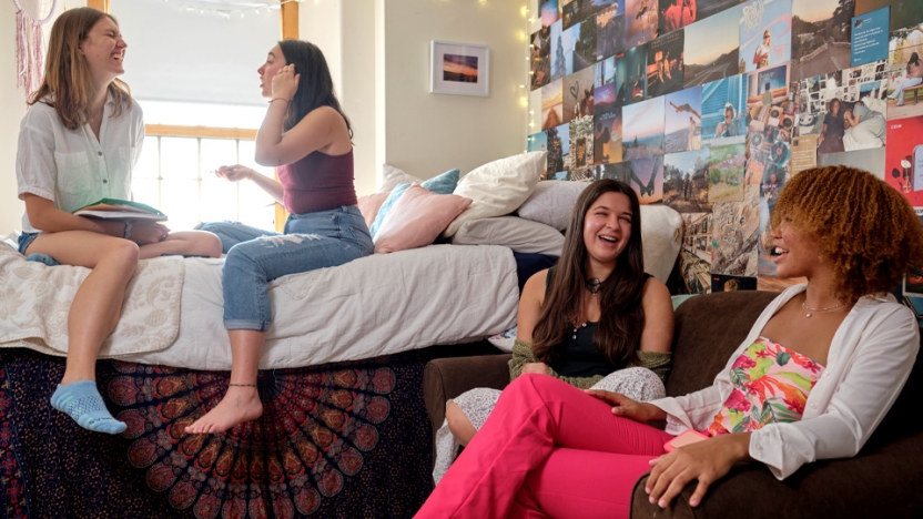 Students inside a dorm room