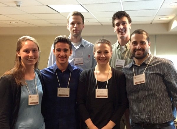 Two professors and four students at a lingusitics conference