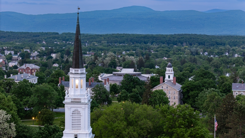 Aerial view of Middlebury Campus