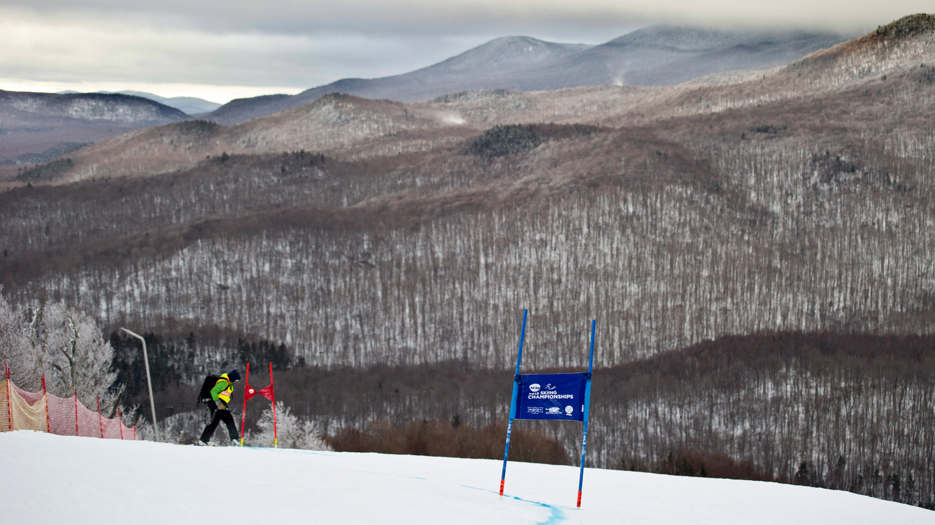 A view of the Snow Bowl from the trails atop Worth Mountain.