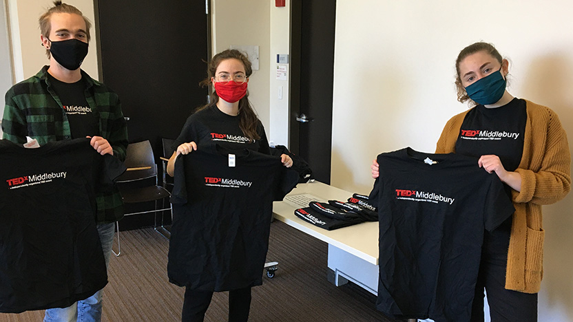 Three TEDx students prep.