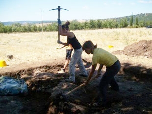 Students working at an archeological dig in Italy.
