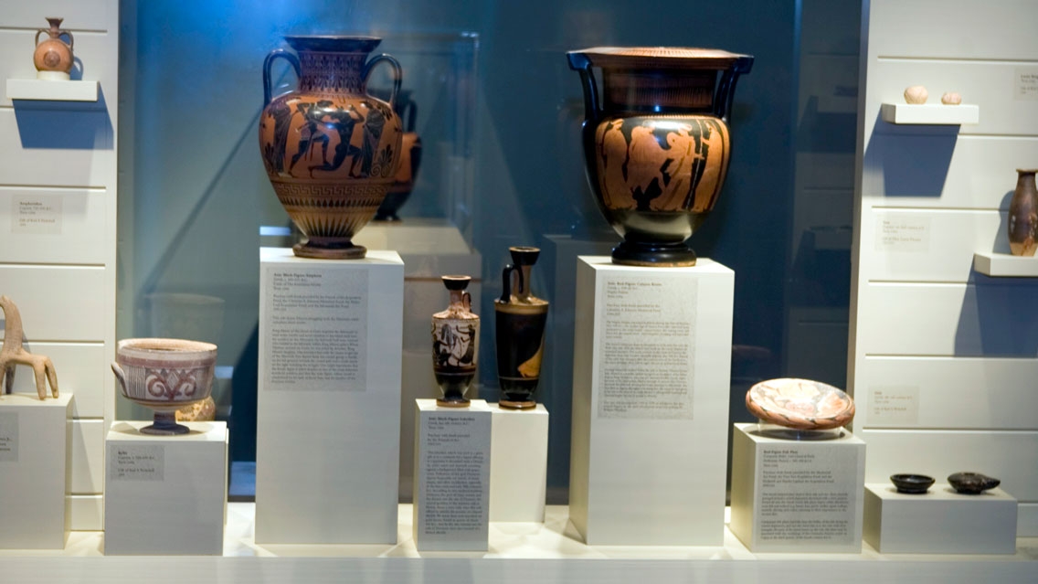 Antiquities display at the College’s Museum of Art.