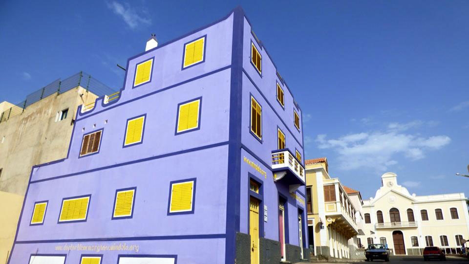 Colorful architecture in the city of Mindelo, the capital of the island of São Vicente in the archipelago of Cape Verde.