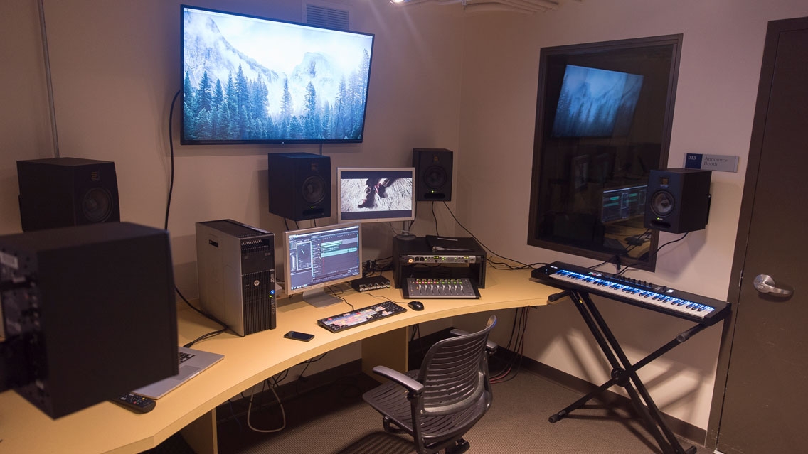 The audio editing suite in the Film and Media Department.