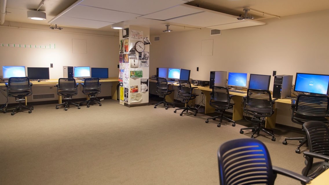 The media lab in the Film and Media Culture Department.