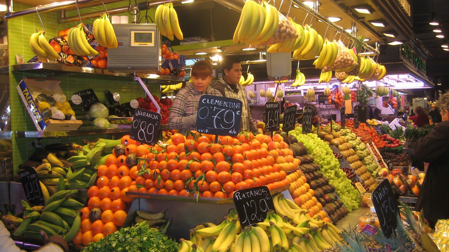 A fruit market in Portugal.