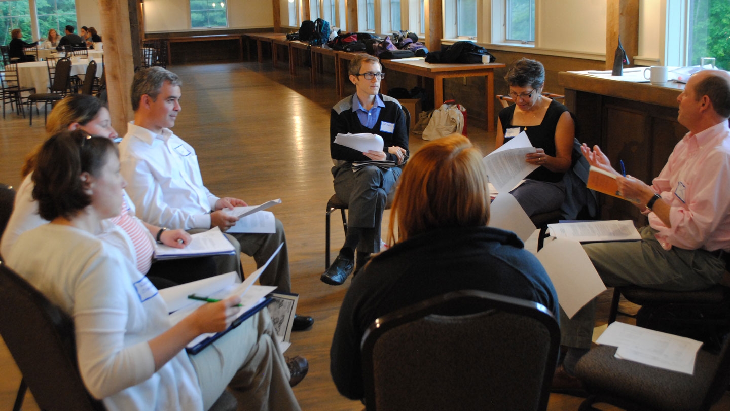 Faculty working together at the Annual Writing and Teaching Retreat.