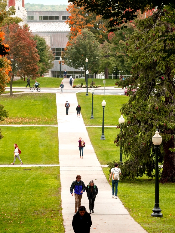 Students walk the path to class