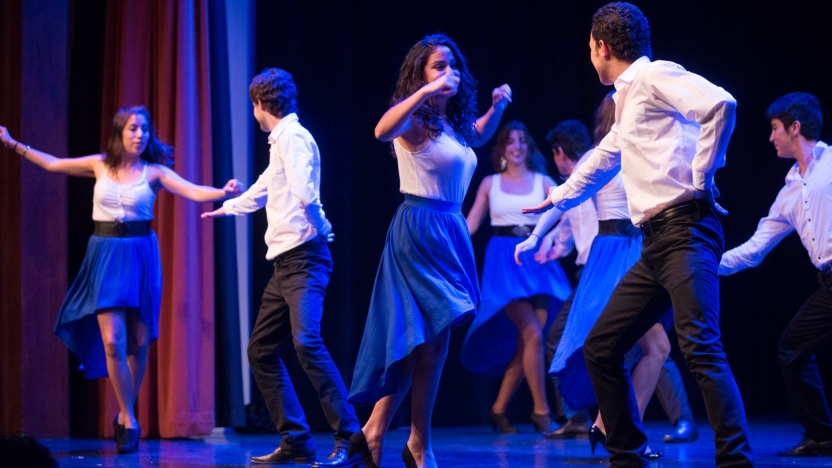 Dancers perform as part of a student-run dance troupe. 