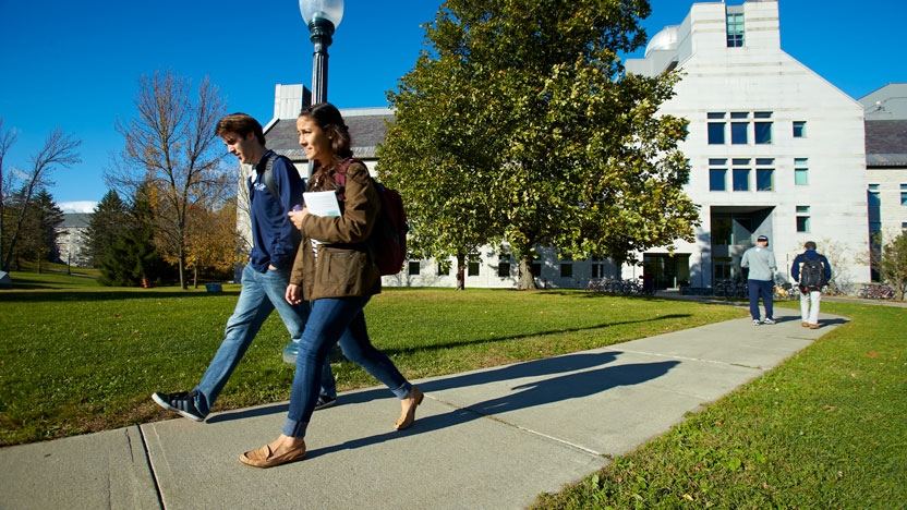 Students walking to class on campus.