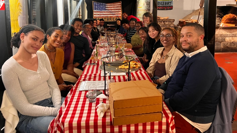 Students in the Black Studies department gather for an event at a local restaurant.