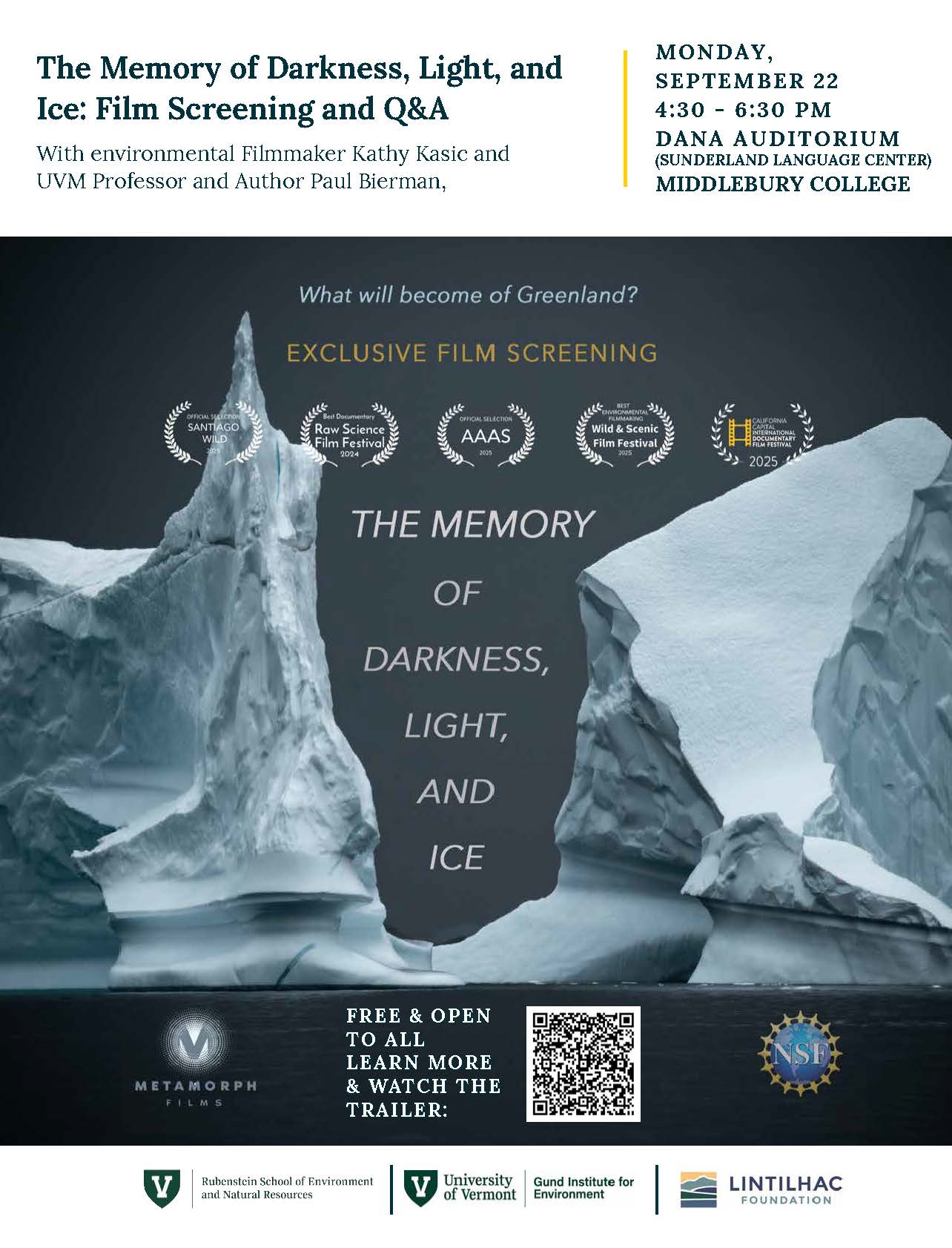 The Memory of Darkness, Light, and Ice: Film Screening and Q&A