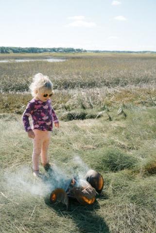 Image of a child and a dog