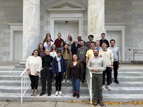 members of the choir standing on the steps of The Chapel