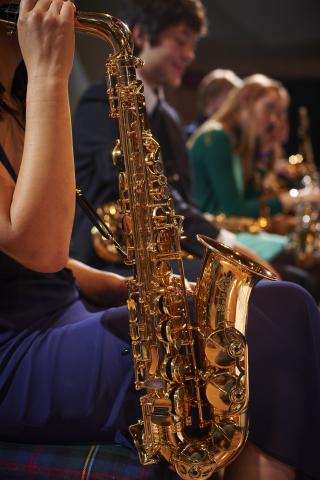 close up of a saxophone