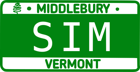 SIM Logo on a Vermont license plate