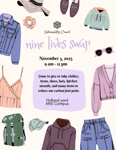 Nine Lives Clothing Swap for Sustainability Flyer