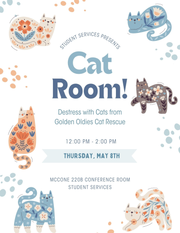 Poster with cats on it to promote a destress event