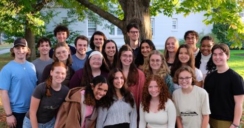 choir students standing outside
