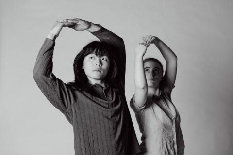 black and white image of two dancers