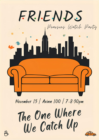 Join me in watching Friends episodes and enjoy some snacks! Everyone is welcome :)