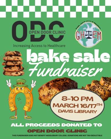 Bake sale flyer for Open Door Clinic