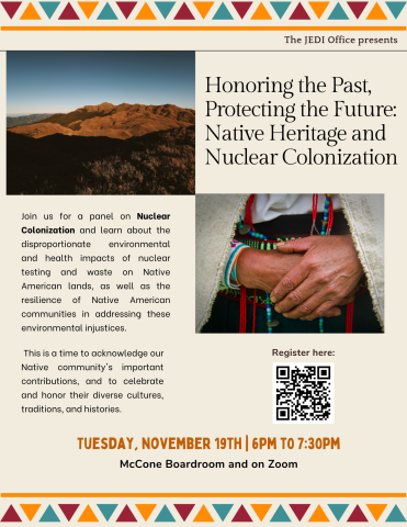 join us at 6pm on November 25th for a panel discussion on nuclear colonization and Indigenous resistance.