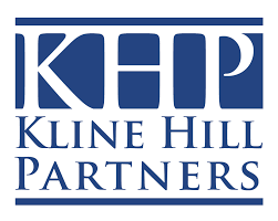 blue and white logo K H P initials and spelled out Kline Hill Partners