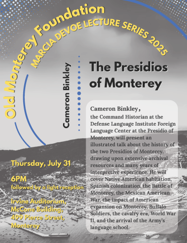 Mr. Binkley is the Command Historian for the Defense Language Institute Foreign Language Center at the Presidio of Monterey. He first arrived at the Presidio in 2007 after working several years for the National Park Service. Binkley also held research positions at Stanford University and the Middlebury Institute of International Studies (MIIS).  He is a graduate of San Francisco State University, MIIS, and the University of Denver.
