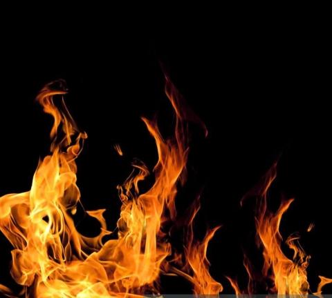 flames against a black background