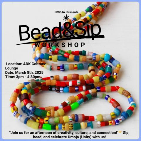 Bead & sip workshop with Umoja, the opportunity to express your creativity with making beautiful beading designs and enjoying a tasty array of drinks on the side !!