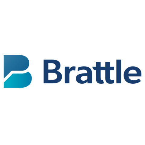 two-tone blue capital B to left of Brattle