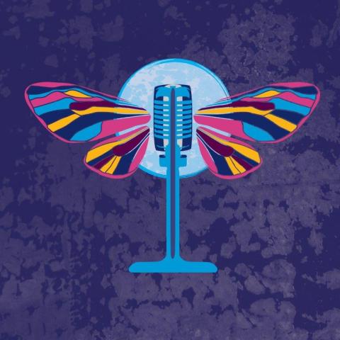 Moth wings on an old-style microphone