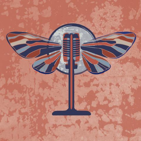 Moth wings on an old-style microphone