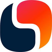 blue and orange swishes forming square