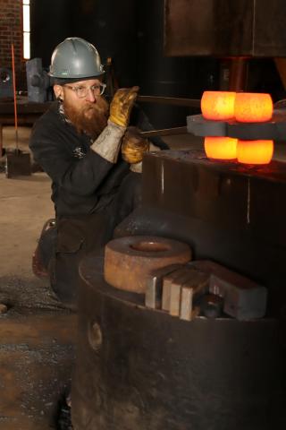 Artist, Justin O'Rourke in the Blacksmith shop
