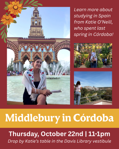A red and yellow poster with photos and text.