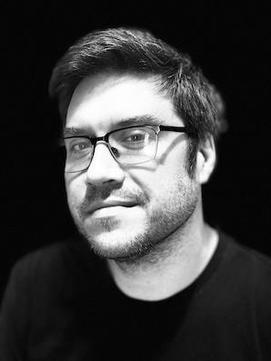black and white photo of the artist