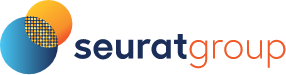logo for Seurat Group. Yellow circle overlaid on blue circle next to name of company