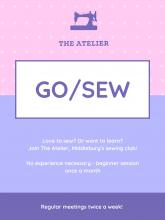 Poster for sewing club wtih a sewing machine pictured