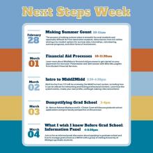 Poster with list of weekly activities
