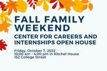 Image of flyer that says Fall Family Weekend