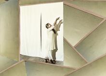 artist in front of a white screen