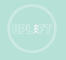 Mint green background with UPLIFT printed in white in the middle of the circle