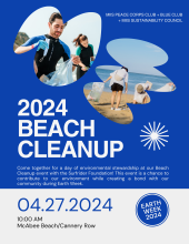 2024 Beach Cleanup on April 27, 10 AM, McAbee Beach/Cannery Row