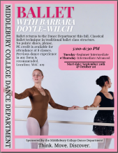 a ballet student standing next to a ballet bar.